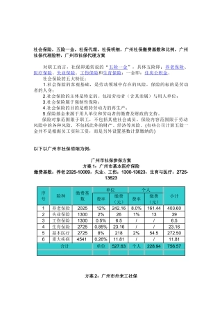 社会保险-五险一金-社保代理-社保明细-广州社保缴费基数和比例-广州市社保代理方案