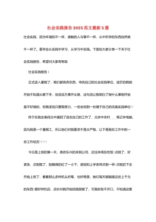 社会实践报告2025范文最新5篇