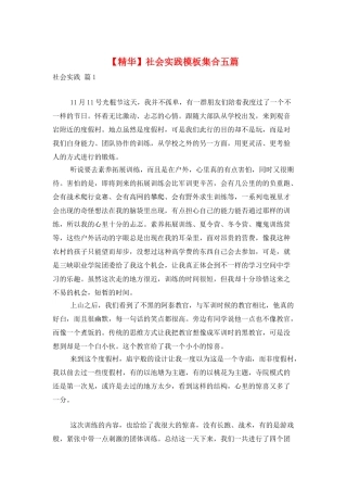 社会实践模板集合五篇