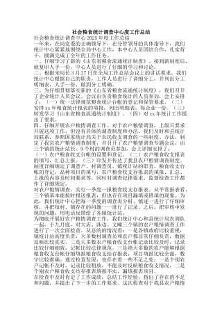 社会粮食统计调查中心度工作总结-精品范文资料