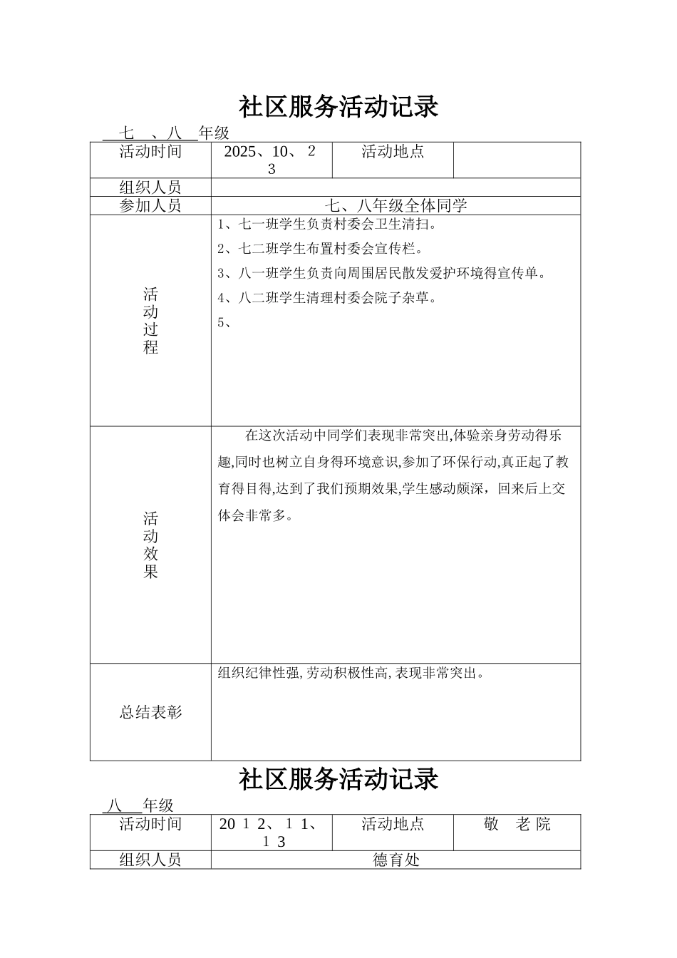 社区服务活动记录_第1页