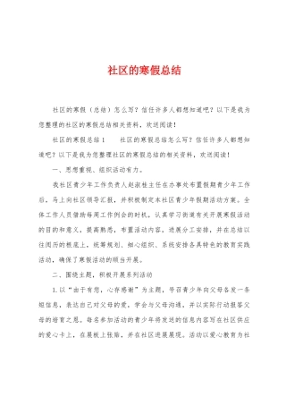 社区的寒假总结