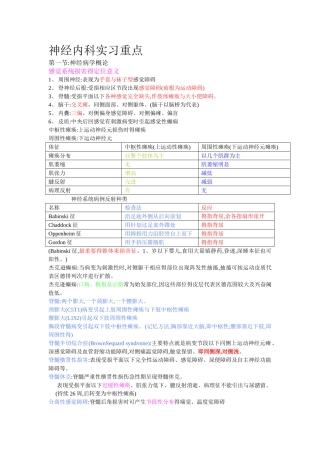 神经内科实习重点知识总结