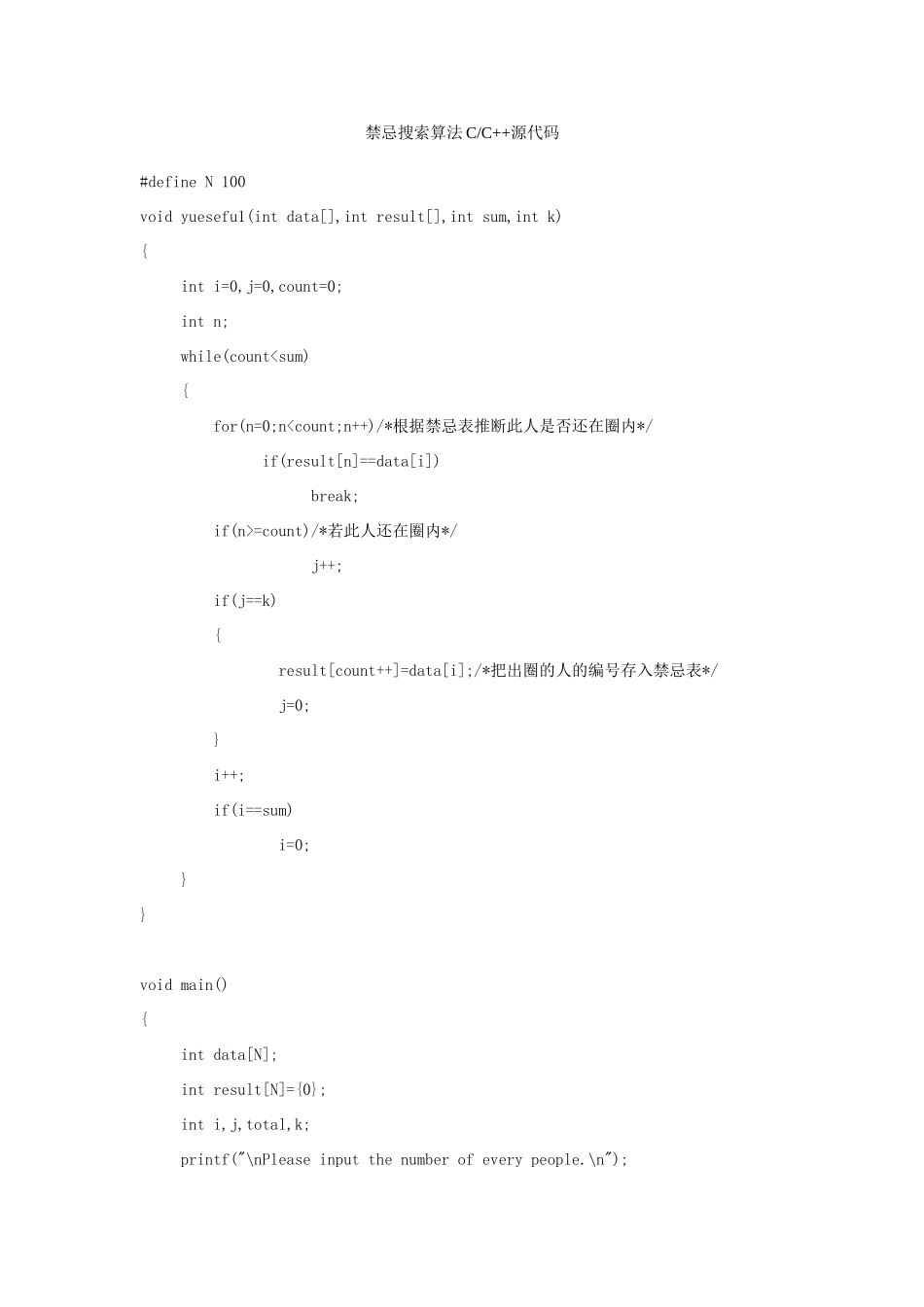 禁忌搜索算法CC++源代码_第1页