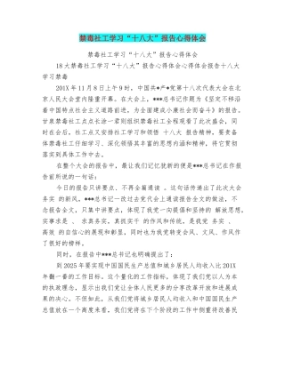 禁毒社工学习“十八大”报告心得体会