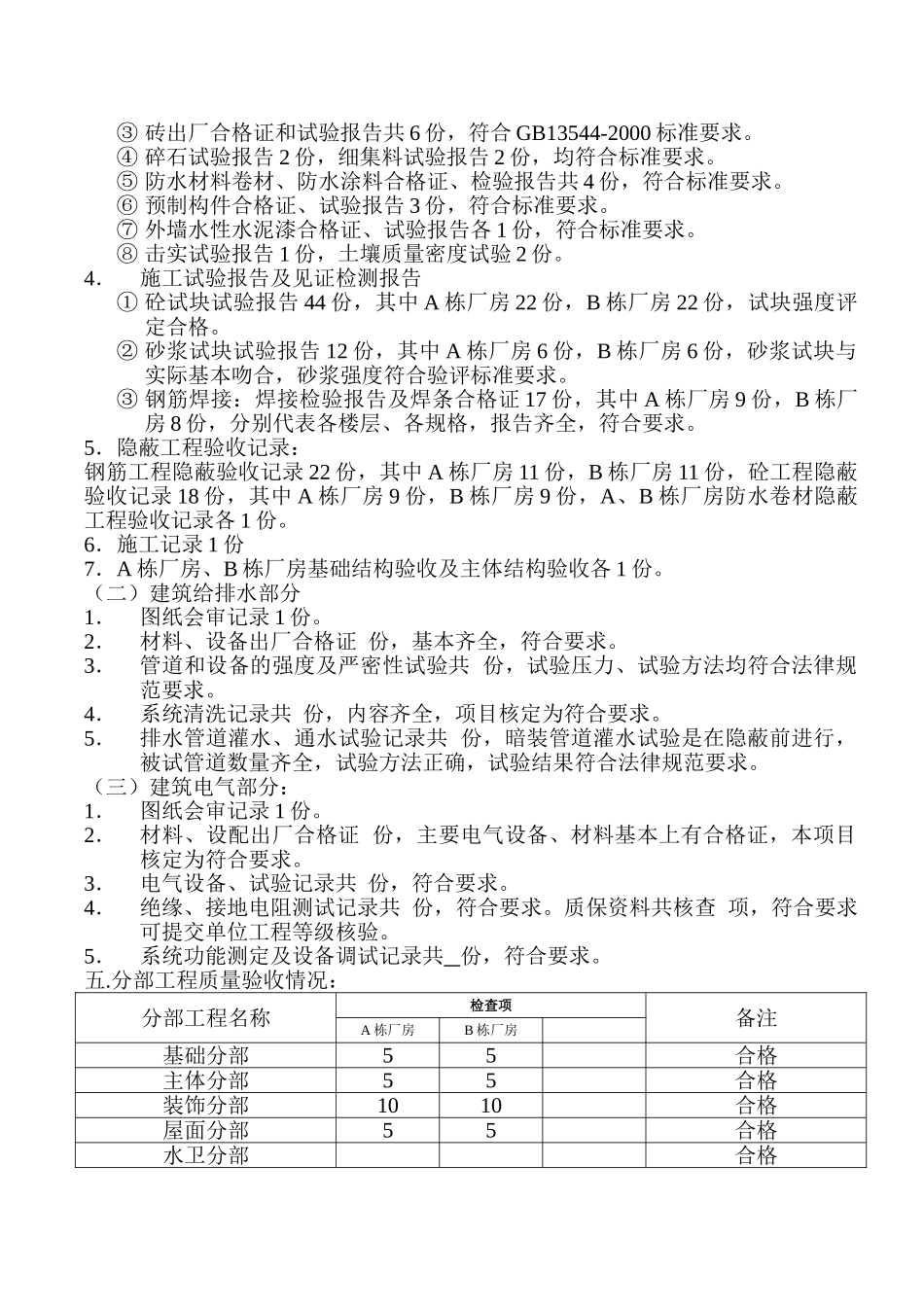 福建省多凯电子塑胶有限公司综合楼工程质量监理评估报告_第3页