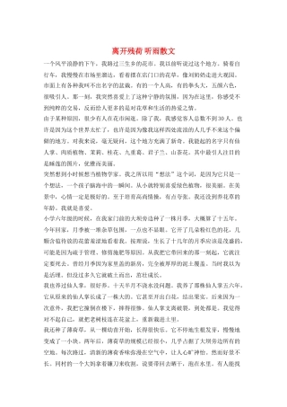 离开残荷-听雨散文