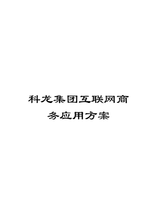 科龙集团互联网商务应用方案