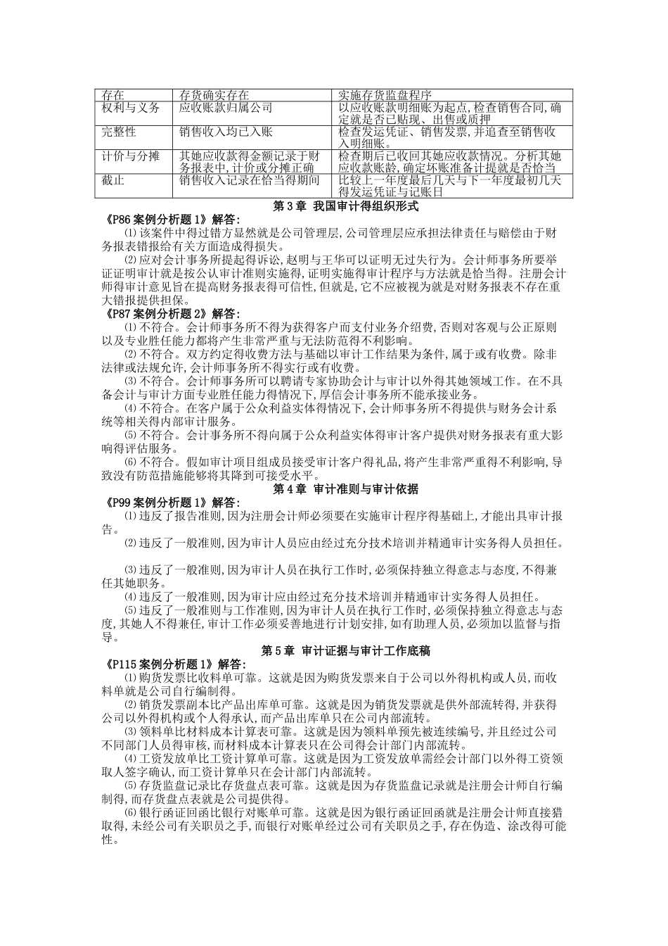 秦荣生编《审计学》教材习题参考答案_第2页