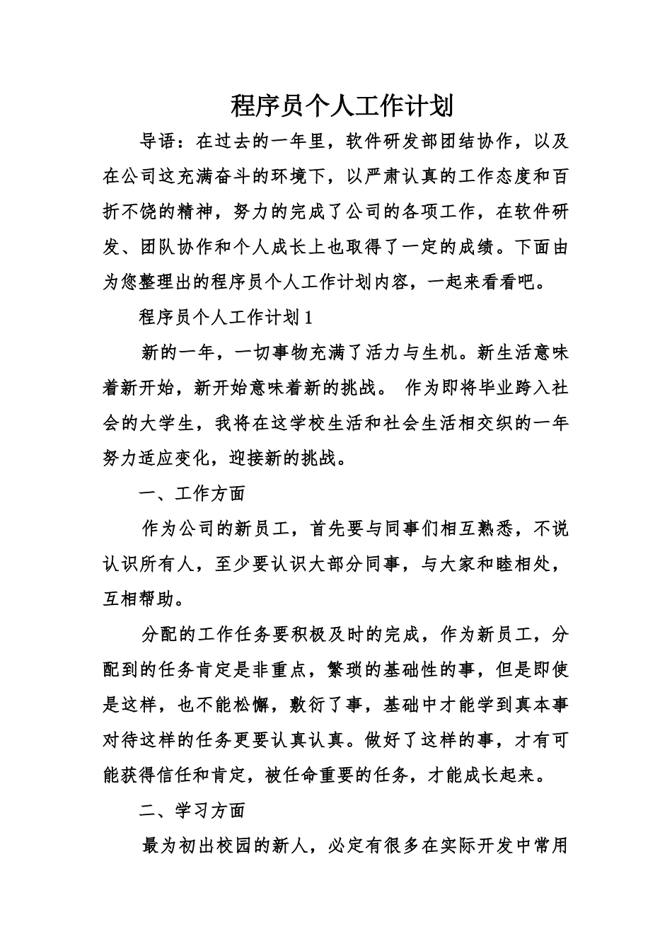 程序员个人工作计划_第1页