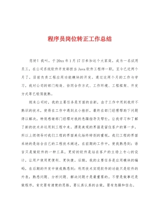程序员岗位转正工作总结