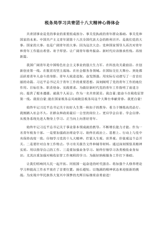 税务局学习共青团十八大精神心得体会