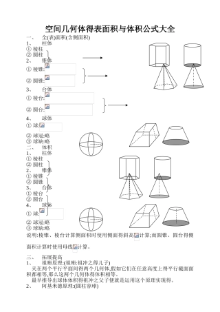 空间几何体的表面积与体积公式大全