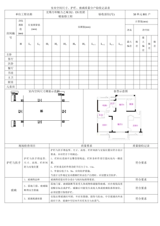 空间尺寸检测表