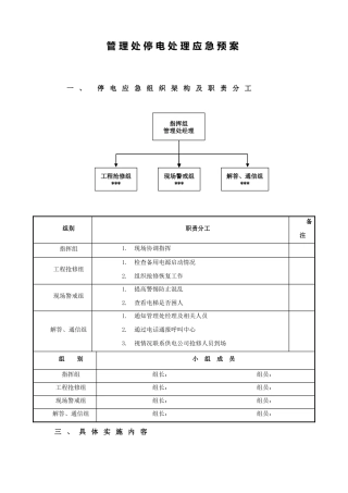 突发停电应急预案