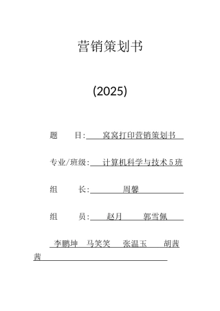 窝窝打印营销策划书