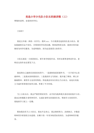 竞选小学少先队小队长的演讲稿(三)