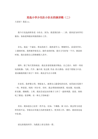 竞选小学少先队小队长的演讲稿