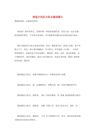 竞选少先队大队长演讲稿2
