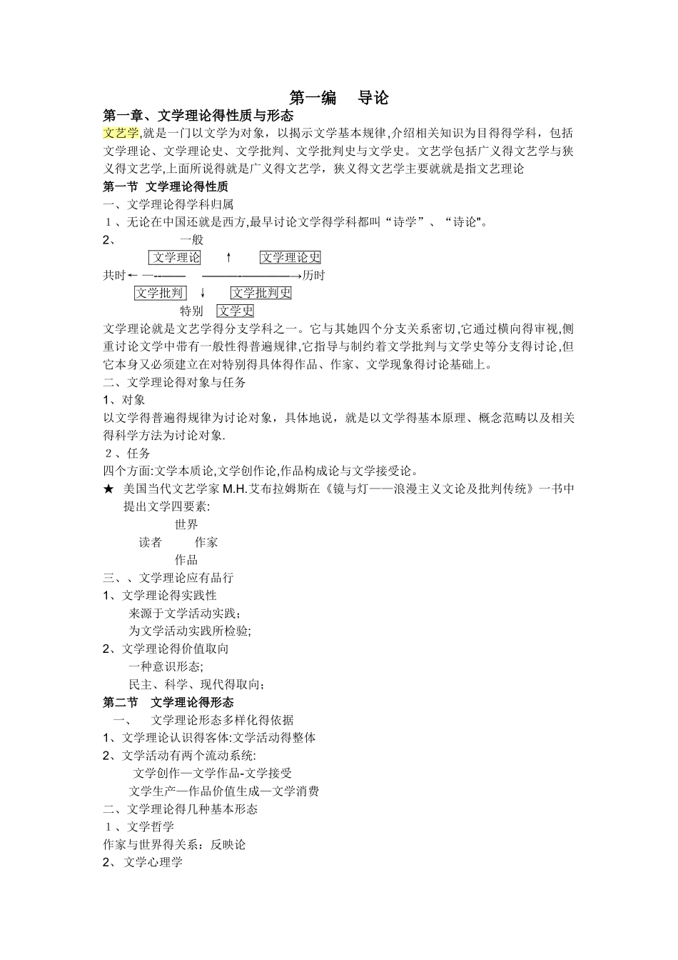 童庆炳《文学理论教程》完整笔记_第1页