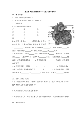 第三节-输送血液的泵-心脏学案