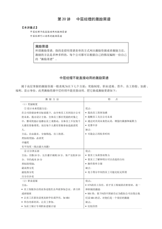 第二十讲――中层经理的激励菜谱