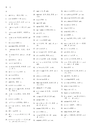 第二轮考纲词汇速记参考答案