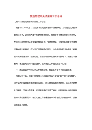 简短的程序员试用期工作总结