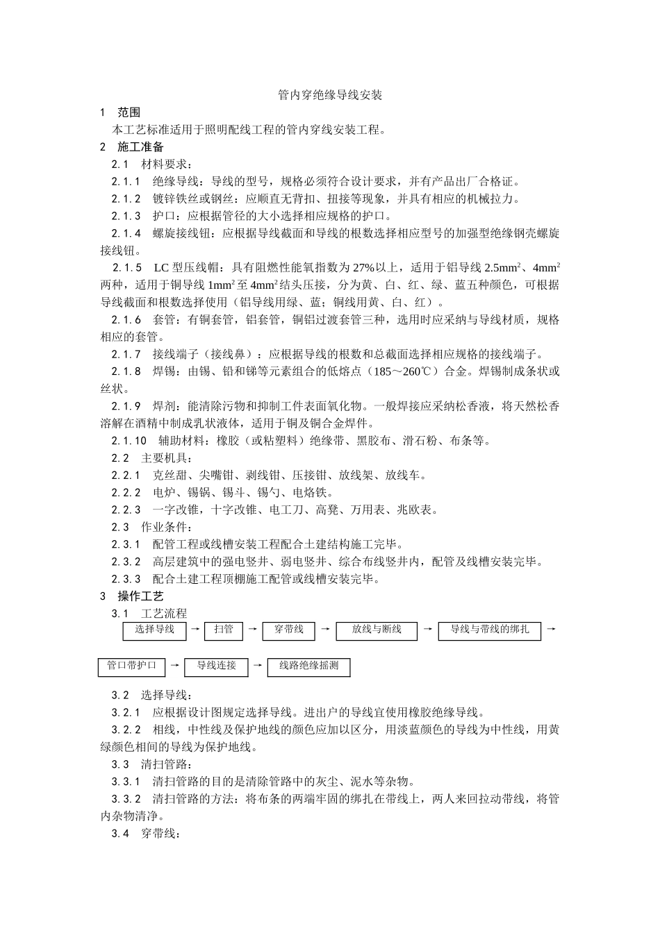 管内穿绝缘导线安装工艺_第1页
