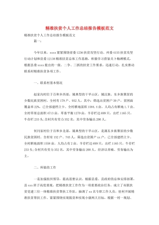 精准扶贫个人工作总结报告模板范文
