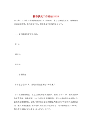 精准扶贫工作总结2025