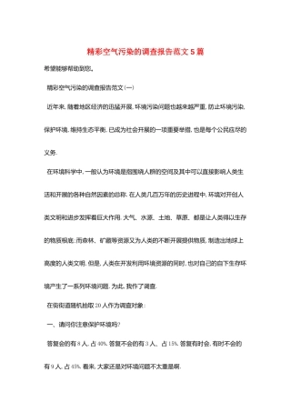 精彩空气污染的调查报告范文5篇
