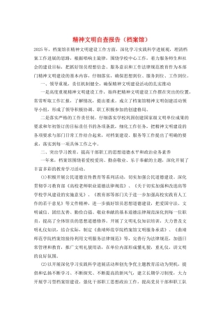 精神文明自查报告