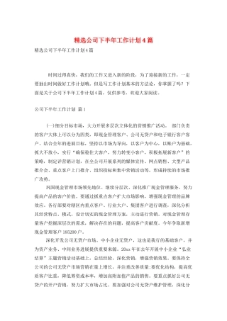 精选公司下半年工作计划4篇