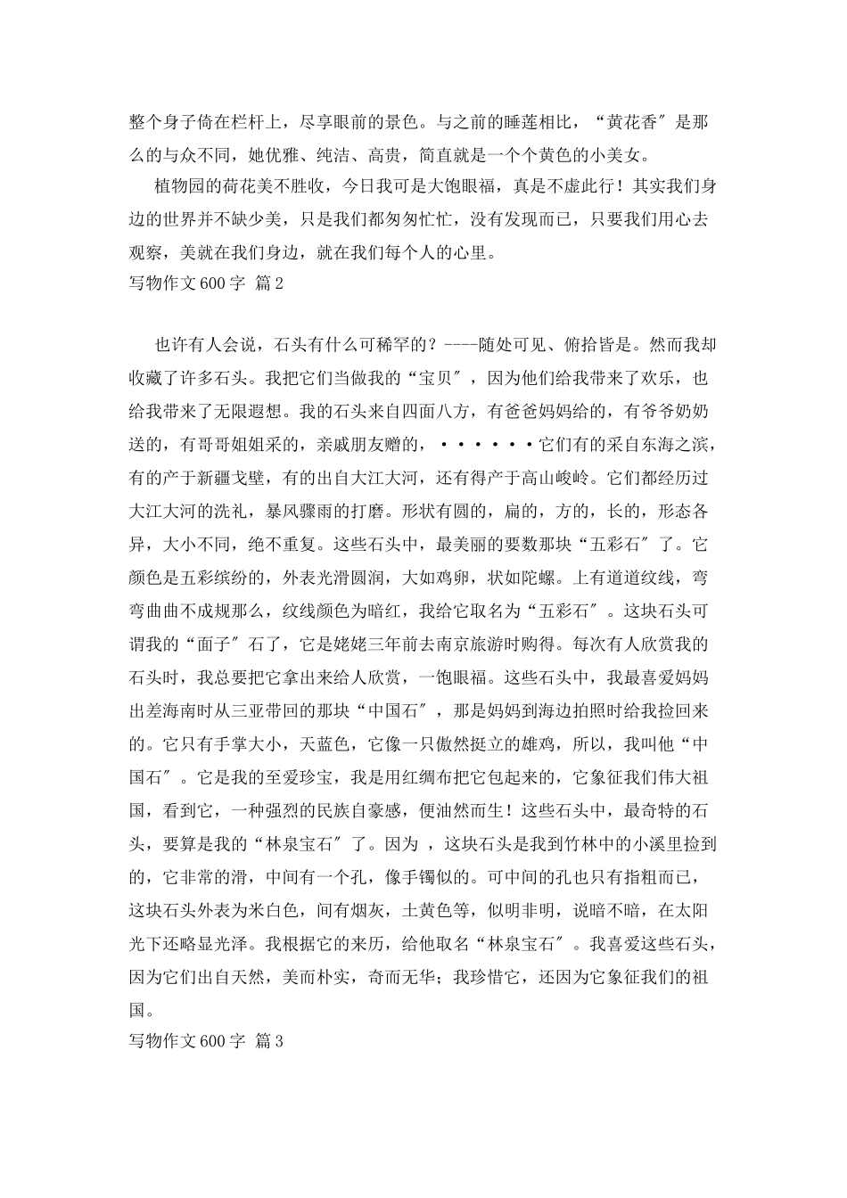 精选写物作文600字集锦十篇_第2页