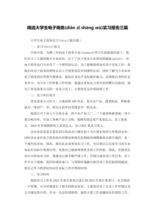 精选大学生电子商务实习报告三篇