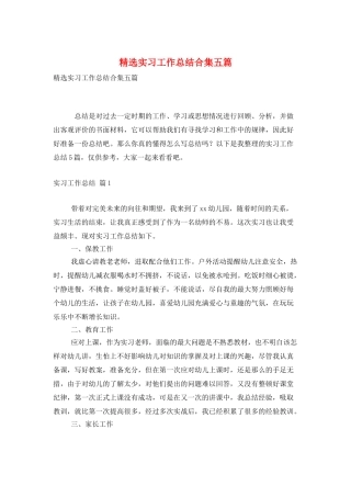 精选实习工作总结合集五篇