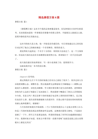 精选暑假计划4篇