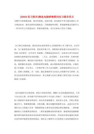 精选电脑销售顾问实习报告范文