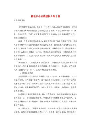 精选社会实践模板合集十篇