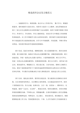 精选组织会议发言稿范文
