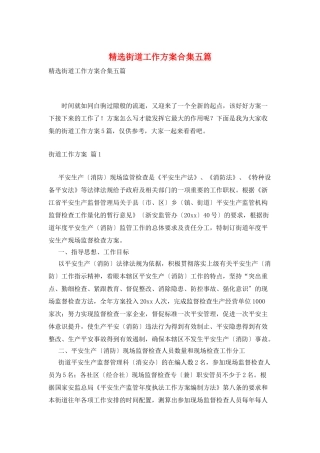 精选街道工作计划合集五篇