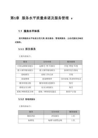 系统运维服务水平质量承诺及服务管理