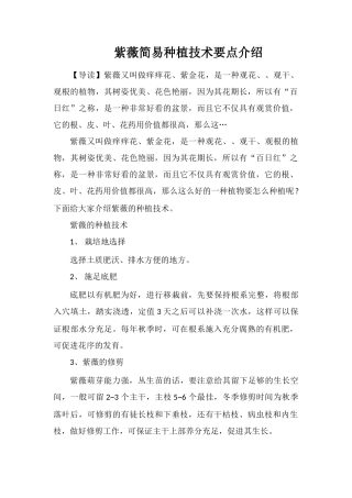 紫薇简易种植技术要点介绍