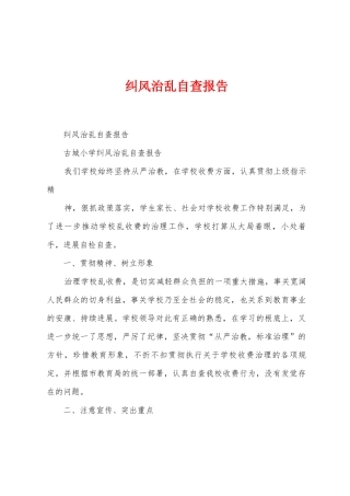 纠风治乱自查报告