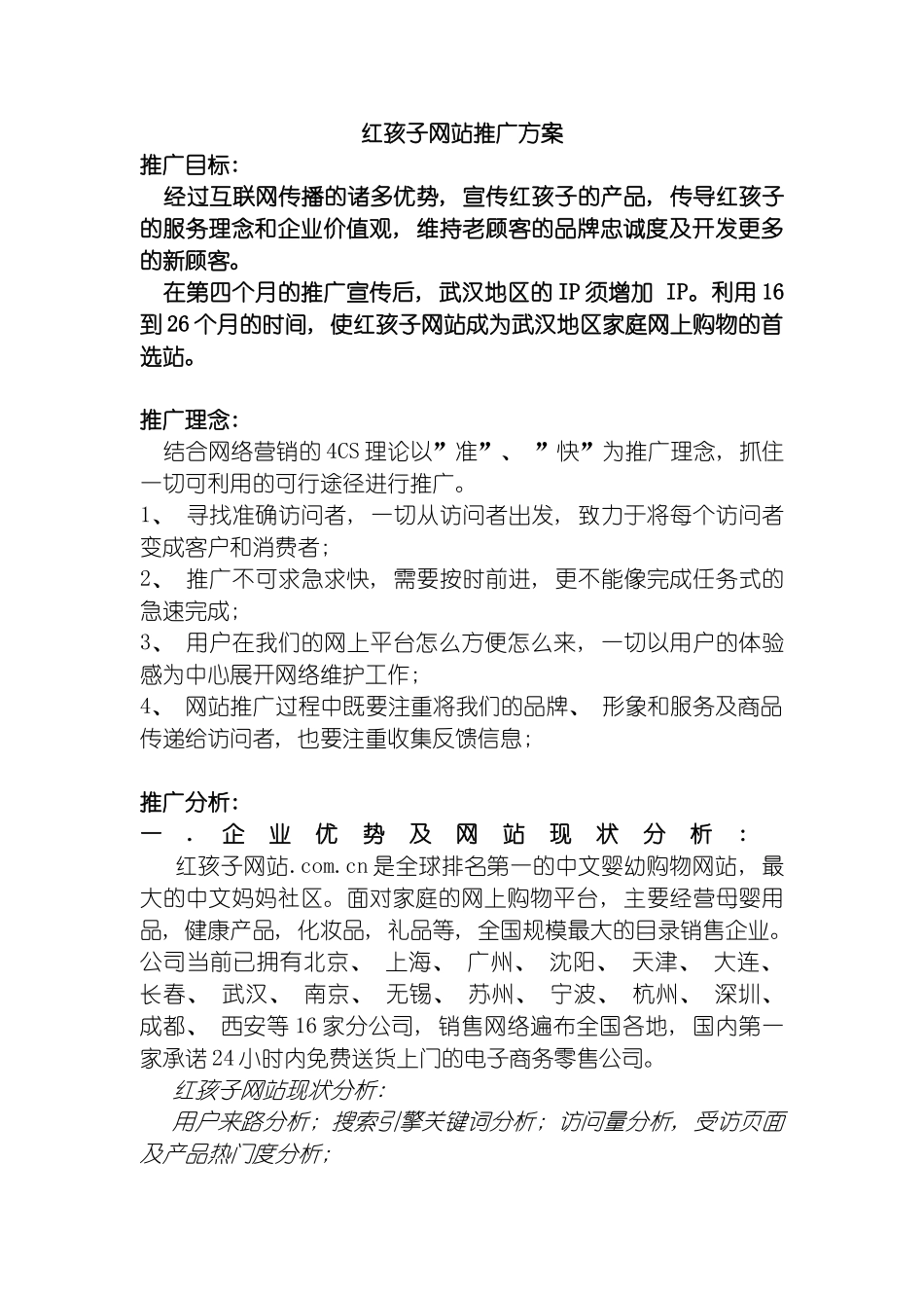 红孩子网站推广方案模板_第2页