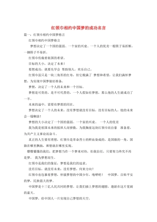 红领巾相约中国梦的成功名言