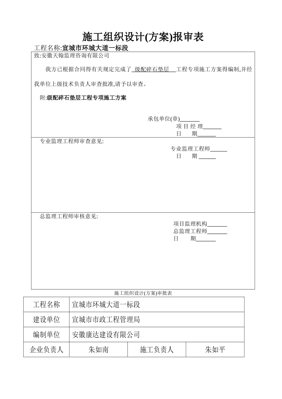 级配碎石垫层施工方案_第1页