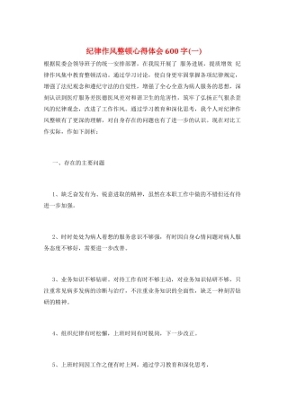 纪律作风整顿心得体会600字(一)