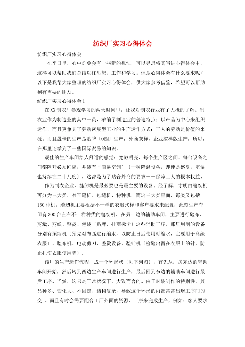 纺织厂实习心得体会_第1页
